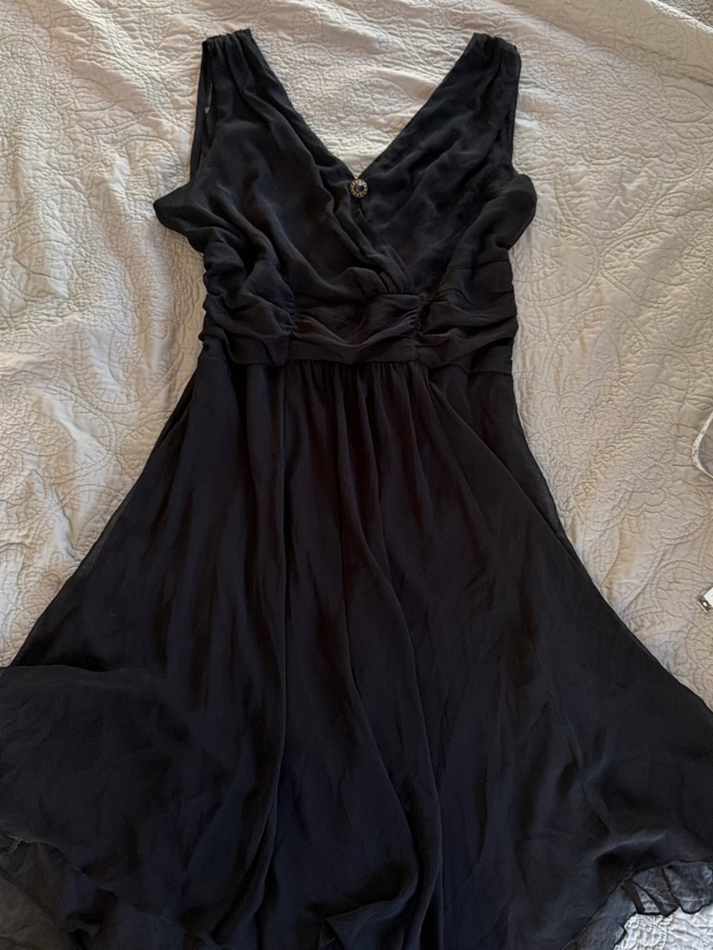 Connected Apparel Black V-Neck Women’s Dress with small broach and fairycore skt